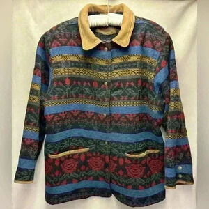 Woolrich Vintage Blanket Floral Native Print Jacket Coat Medium fits like Large